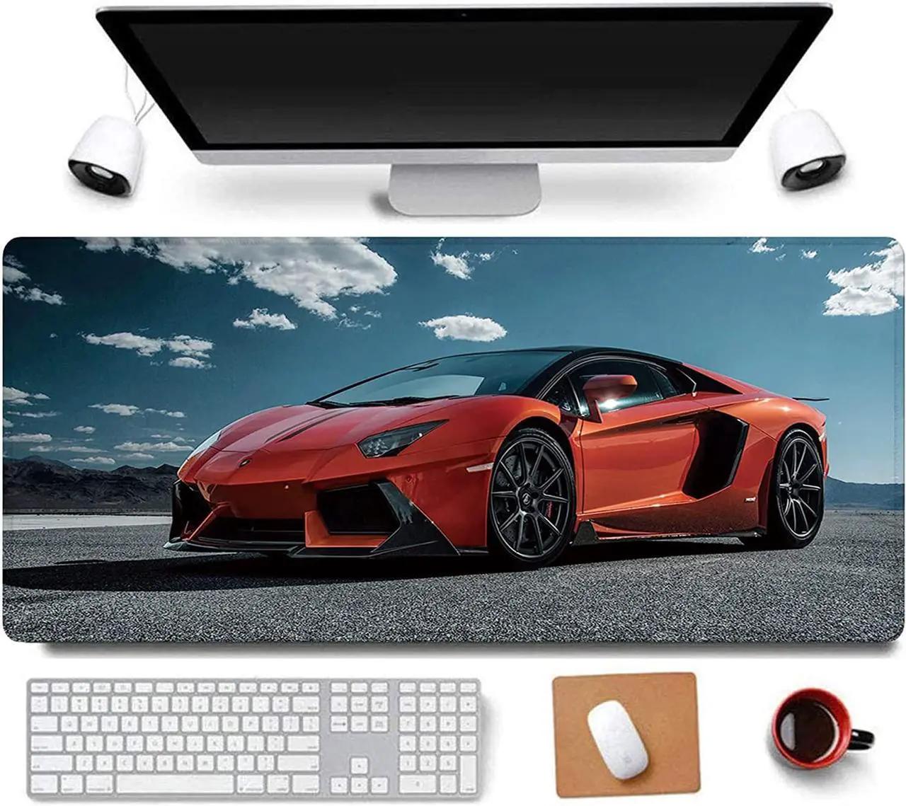Main image of 31.5x11.8 Inch Non-Slip Long Extended Large Gaming Mouse Pad with Stitched Edges XL Laptops Keyboard Mouse Mat(Lambo)