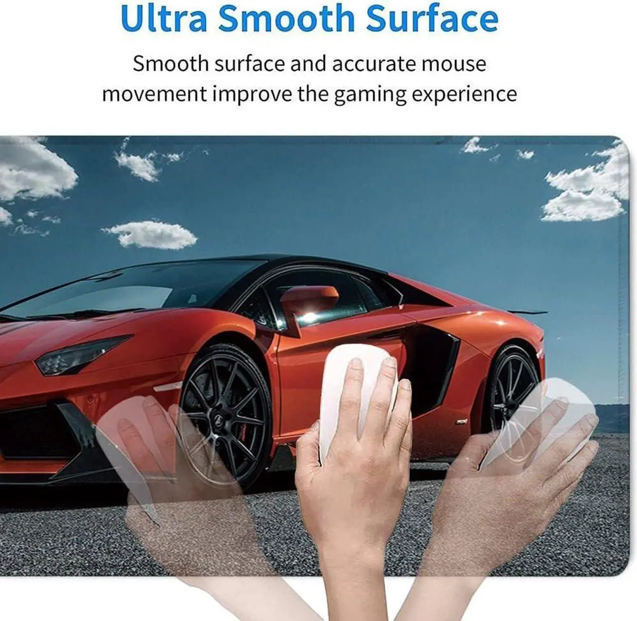 Alt view image 4 of 7 - 31.5x11.8 Inch Non-Slip Long Extended Large Gaming Mouse Pad with Stitched Edges XL Laptops Keyboard Mouse Mat(Lambo)