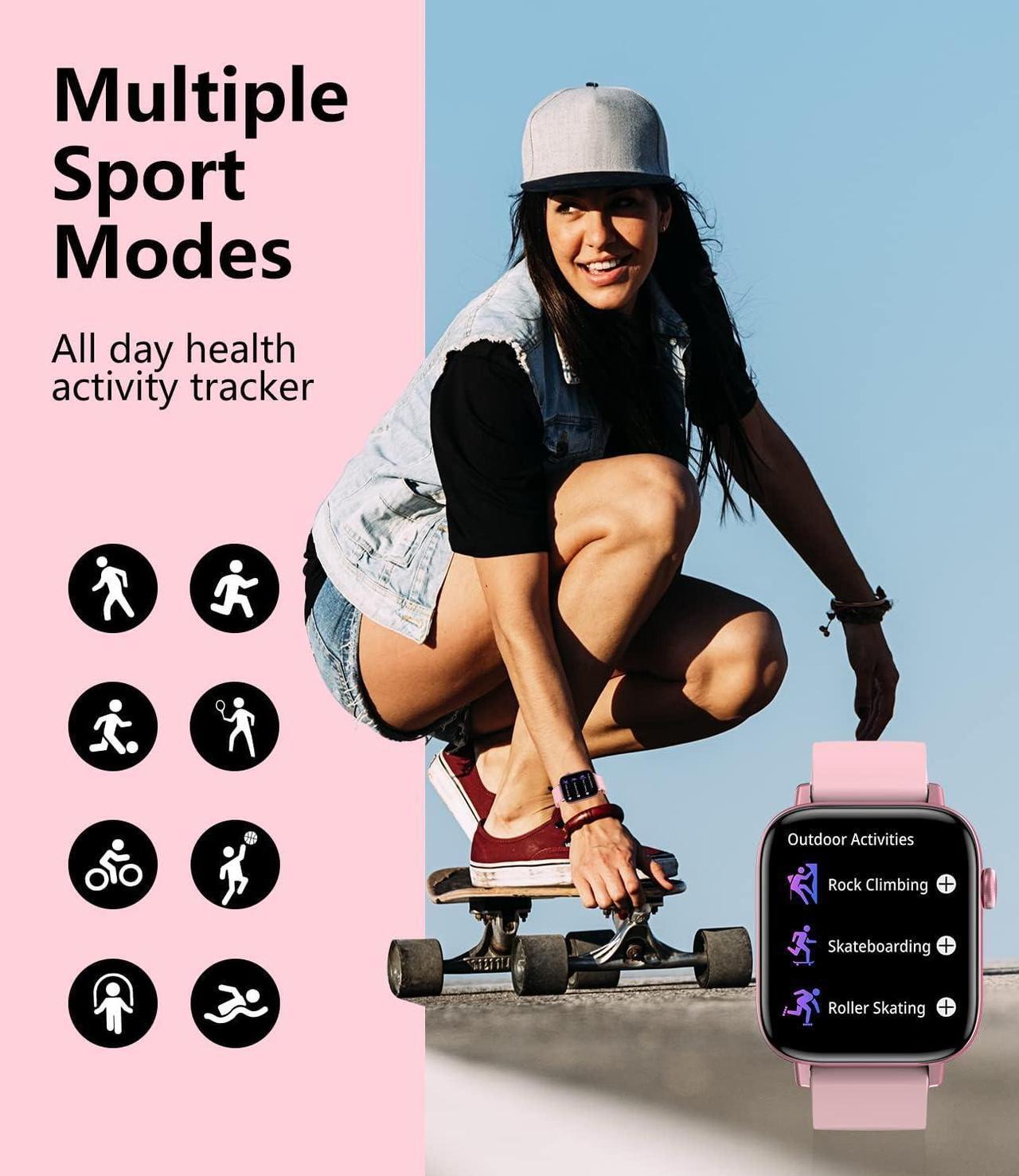 Alt view image 2 of 6 - Smart Watch for Men Women, 1.9'' HD Touch Screen Fitness Tracker with Bluetooth Call Answer/Dail, IP67 Waterproof Smart Watch for Android iPhone with Heart Rate Blood Pressure Pink
