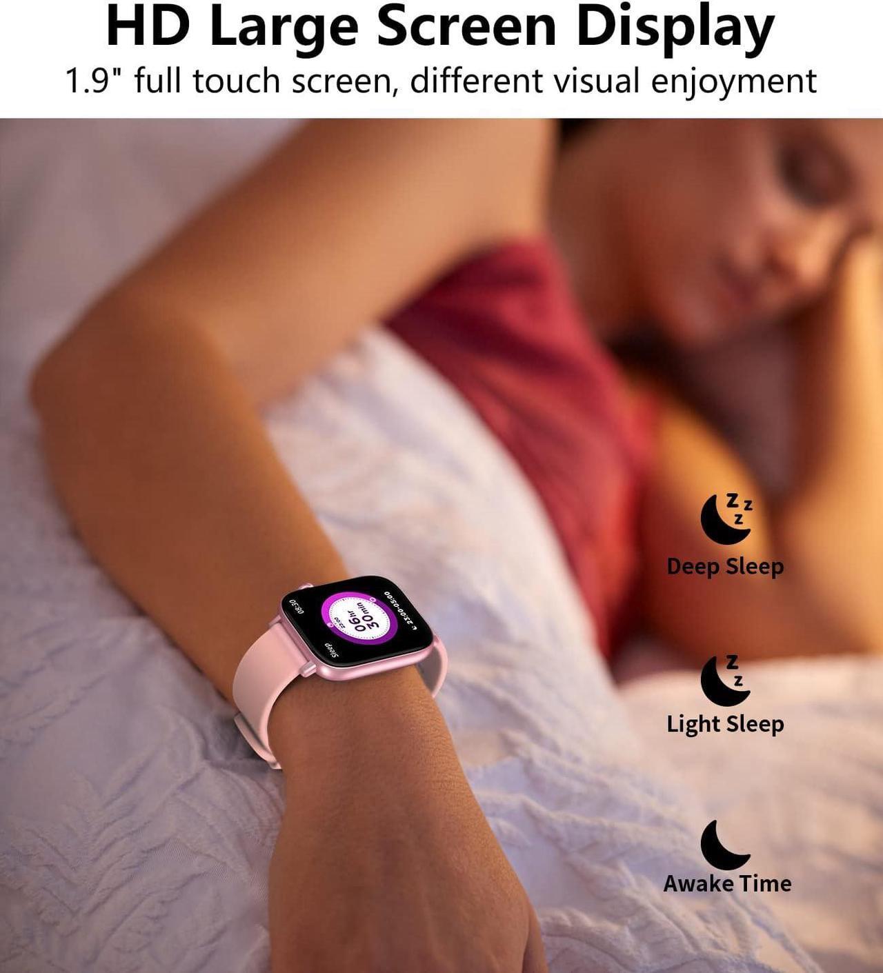 Alt view image 5 of 6 - Smart Watch for Men Women, 1.9'' HD Touch Screen Fitness Tracker with Bluetooth Call Answer/Dail, IP67 Waterproof Smart Watch for Android iPhone with Heart Rate Blood Pressure Pink