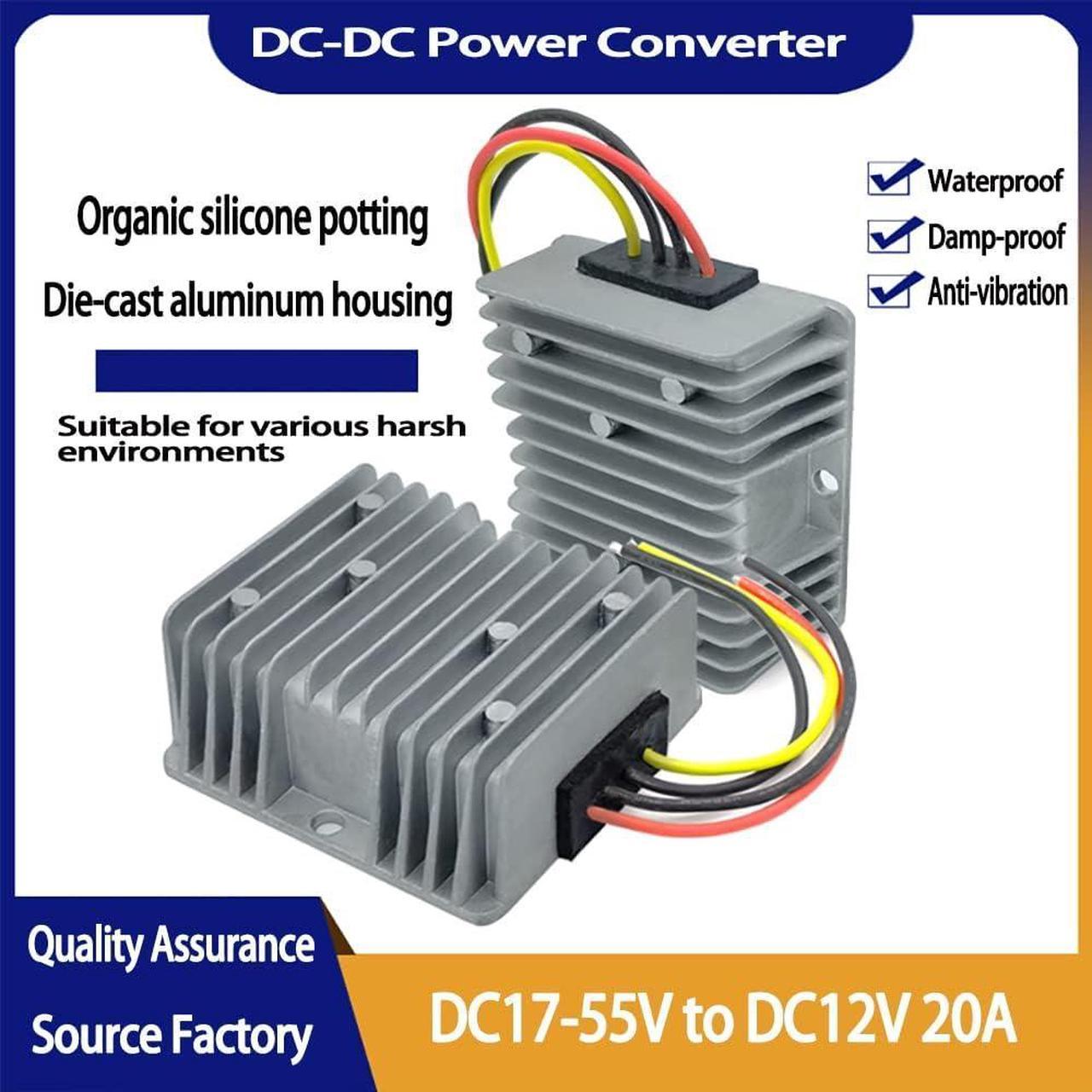 Step Down Converter 12v 20a 240w for 18v to 12v Step Down 48v to 12v Converter 24v to 12v Converter 20v to 12v Step Down Converter Etc.(Dc17-55v Inputs)