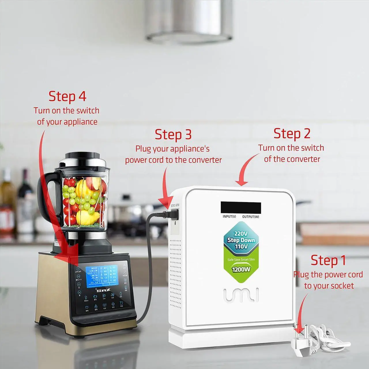 Alt view image 5 of 7 - 220V to 110V Step Down Voltage Converter 1200Watts Continuous Full Load Capacity