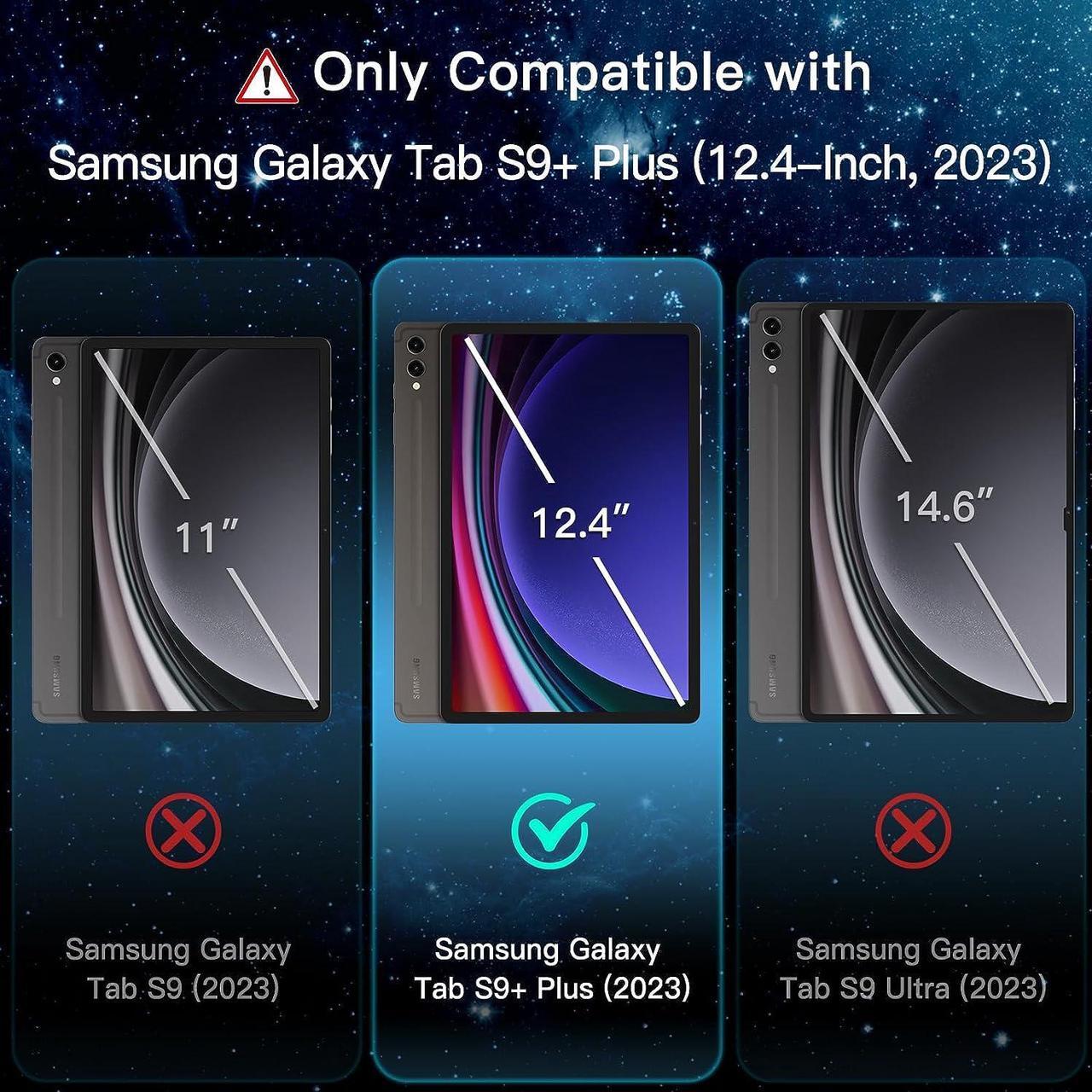 Alt view image 2 of 6 - Screen Protector for Samsung Galaxy Tab S9 Plus 12.4-Inch with Easy Installation Frame Tempered Glass Film HD Clear 2-Pack
