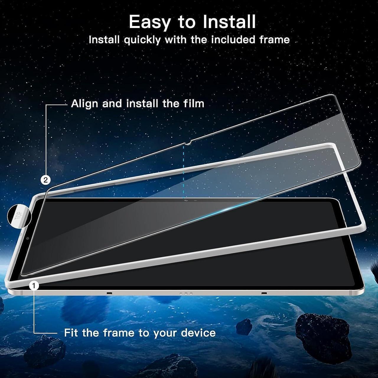 Alt view image 3 of 6 - Screen Protector for Samsung Galaxy Tab S9 Plus 12.4-Inch with Easy Installation Frame Tempered Glass Film HD Clear 2-Pack