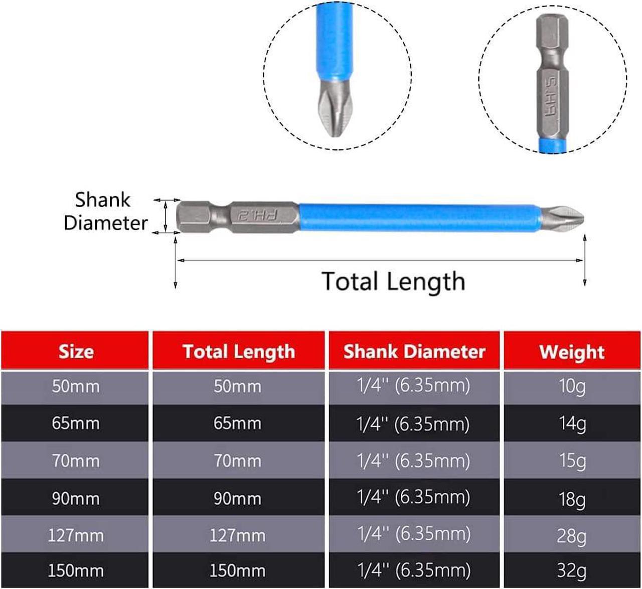 Alt view image 2 of 7 - 6PCS Magnetic Anti-Slip Drill Bit, PH2 Phillips Bits Set Hand Tools, Hex Shank Screwdriver Set for Power Screwdriver Drill Impact Driver Tool Accessory (50-150mm Length)
