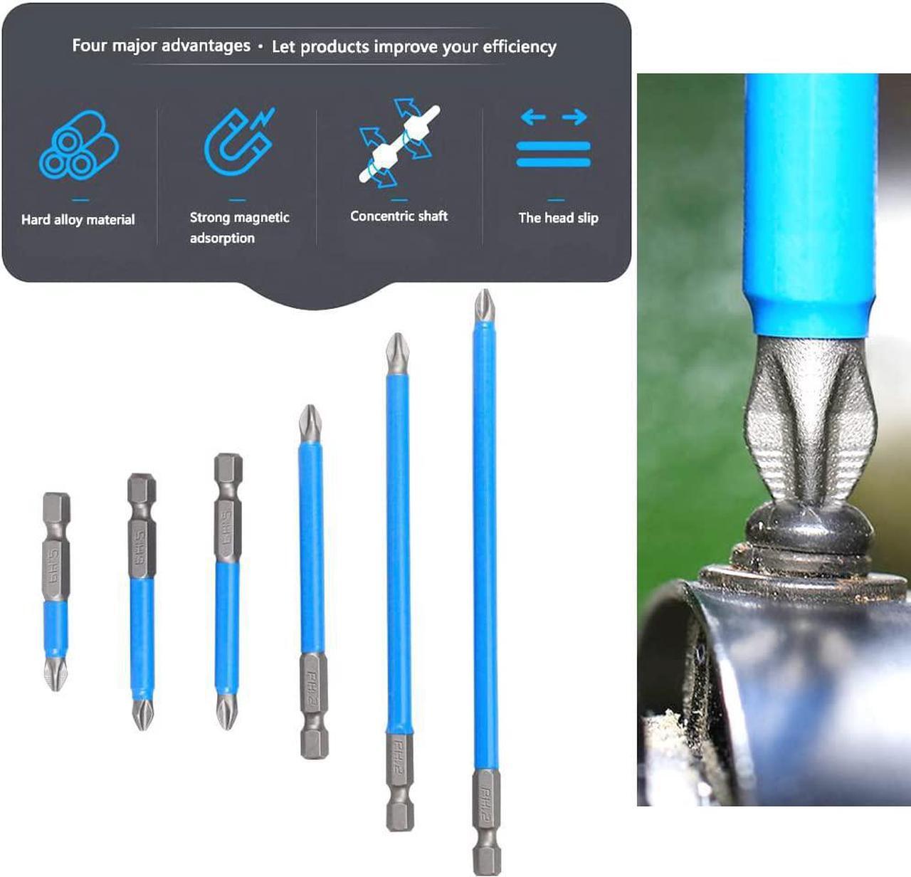 Alt view image 5 of 7 - 6PCS Magnetic Anti-Slip Drill Bit, PH2 Phillips Bits Set Hand Tools, Hex Shank Screwdriver Set for Power Screwdriver Drill Impact Driver Tool Accessory (50-150mm Length)