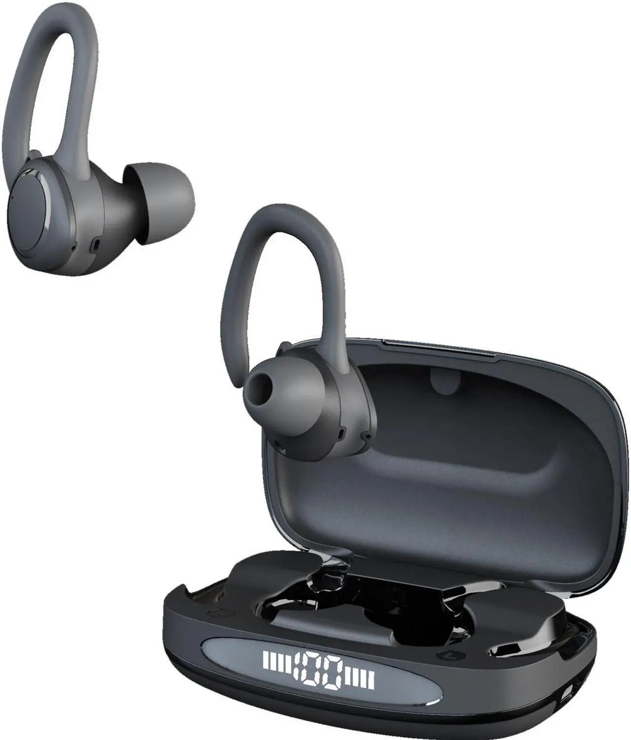 Alt view image 3 of 5 - Bluetooth Headphones Sports, Wireless Earbuds 48H Playtime, 3 Switchable Wearing Styles, LED Power Display, Hi-Fi Stereo Wireless Headphones for Sports Running Workout with Charging Case