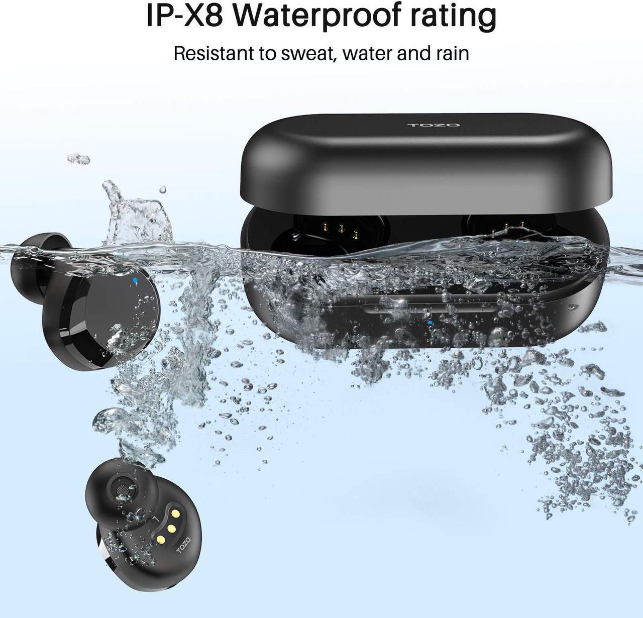 Alt view image 4 of 7 - TOZO T12 Wireless Earbuds Bluetooth Headphones Premium Fidelity Sound Quality Wireless Charging Case Digital LED Intelligence Display IPX8 Waterproof Earphones Built-in Mic Headset for Sport, Black
