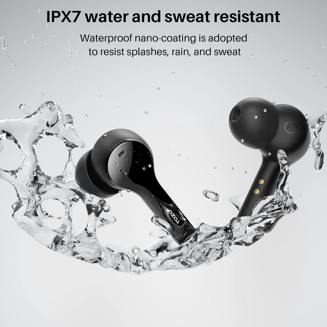 Alt view image 6 of 7 - TOZO T9 Bluetooth 5.3 Wireless Earbuds 4 Mic Call Environmental Noise Cancellation Headphones IPX7 Waterproof In-Ear Light Weight Earphones with Charging Case, Black