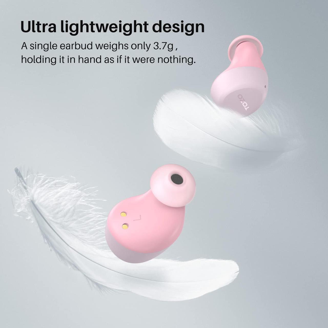 Alt view image 4 of 7 - TOZO A1 Mini Wireless Earbuds Bluetooth 5.3 in Ear Light-Weight Headphones Built-in Microphone, IPX5 Waterproof, Immersive Premium Sound Long 12m Distance Connection Headset with Charging Case, Pink