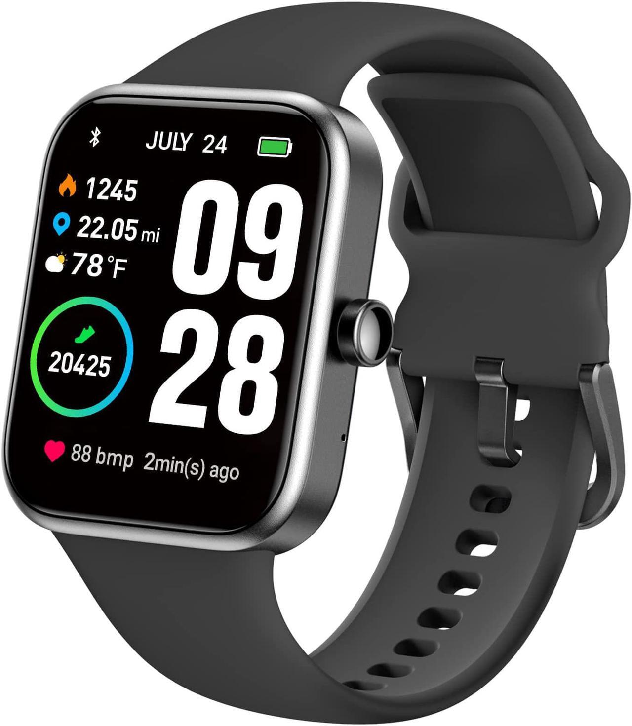 Main image of TOZO S2 44mm Smart Watch Alexa Built-in Fitness Tracker with Heart Rate and Blood Oxygen Monitor, Sleep Monitor 5ATM Waterproof 1.69" Touchscreen for Men Women Compatible with iPhone & Android, Black
