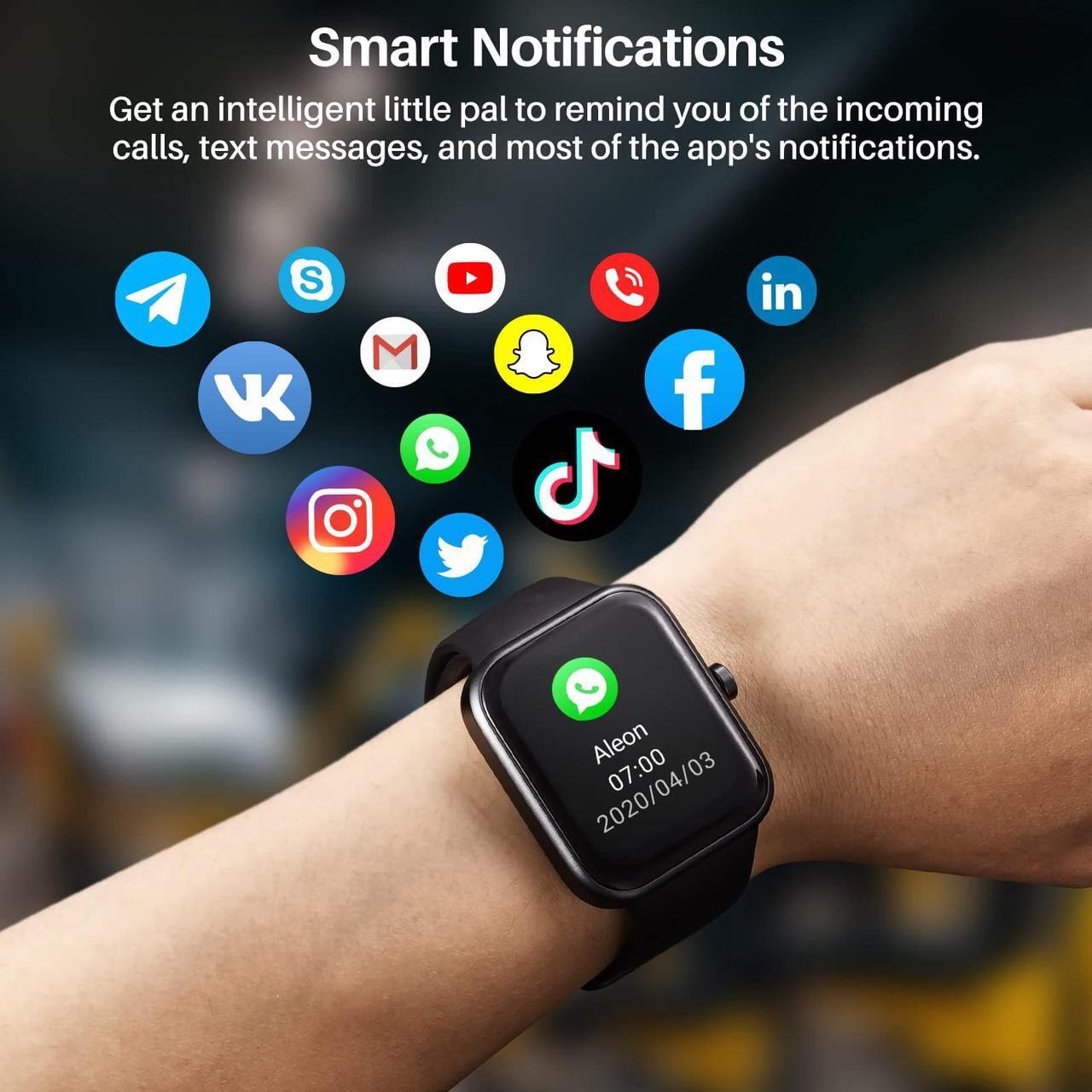 Alt view image 6 of 7 - TOZO S2 44mm Smart Watch Alexa Built-in Fitness Tracker with Heart Rate and Blood Oxygen Monitor, Sleep Monitor 5ATM Waterproof 1.69" Touchscreen for Men Women Compatible with iPhone & Android, Black