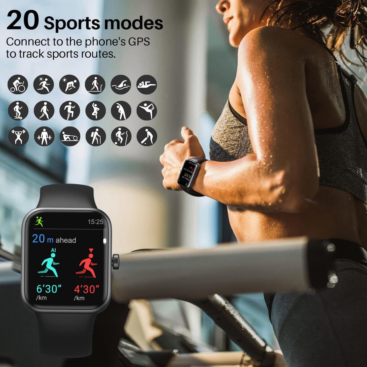 Alt view image 3 of 7 - TOZO S2 44mm Smart Watch Alexa Built-in Fitness Tracker with Heart Rate and Blood Oxygen Monitor, Sleep Monitor 5ATM Waterproof 1.69" Touchscreen for Men Women Compatible with iPhone & Android, Black