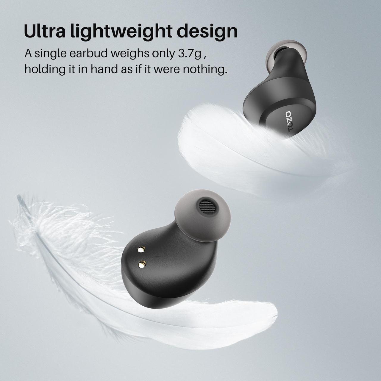Alt view image 4 of 7 - TOZO A1 Wireless Earbuds Bluetooth 5.3 in Ear Headphones Built-in Microphone, Immersive Premium Sound 24 Hours Playtime with USB-C Charging Case, Black