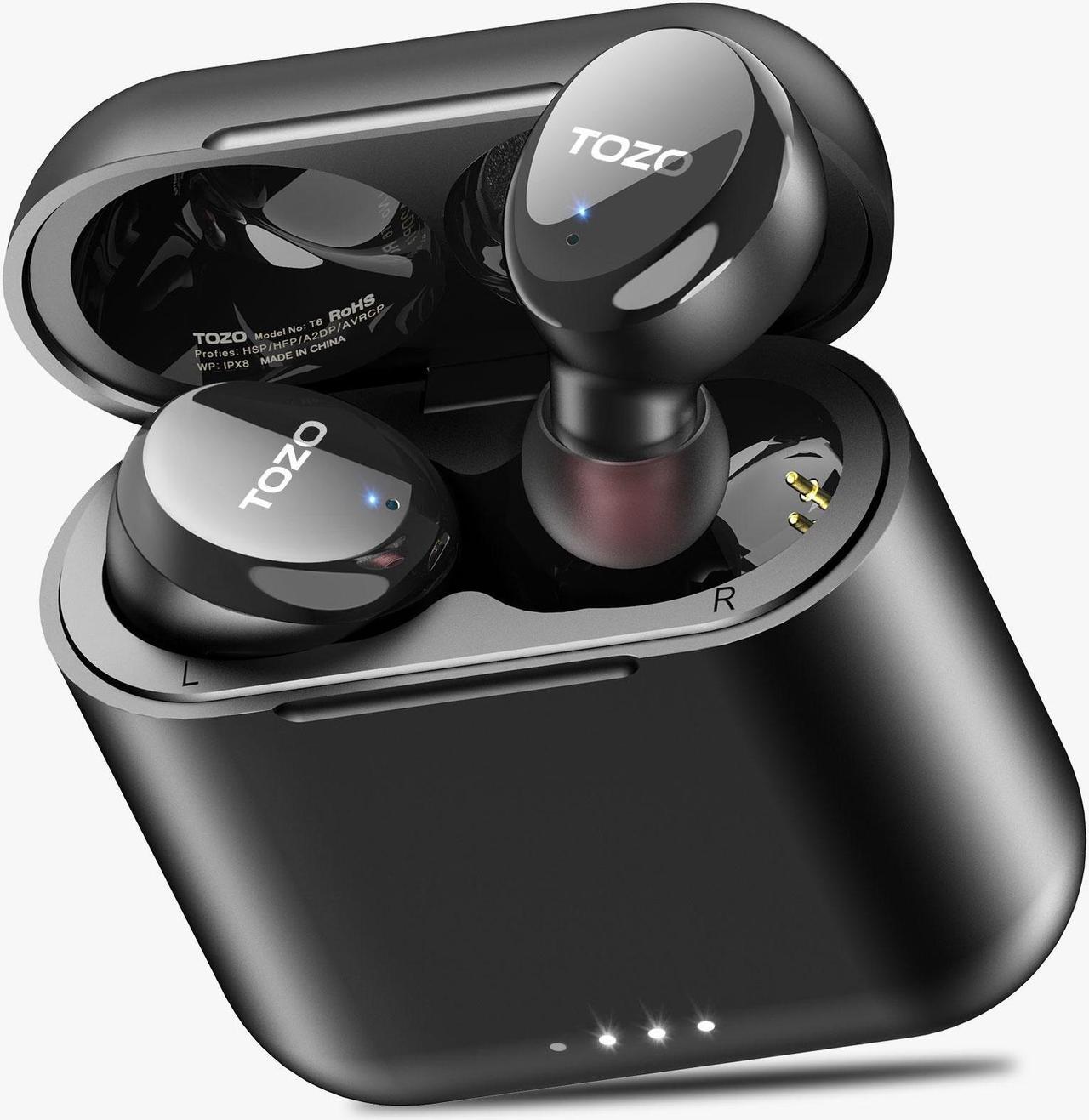 Alt view image 6 of 7 - TOZO T6S Bluetooth True Wireless Earbuds Environmental Noise Cancellation In Ear Headphones Built in Mic Headset Premium Sound with Deep Bass Support APP Control for Sport Black