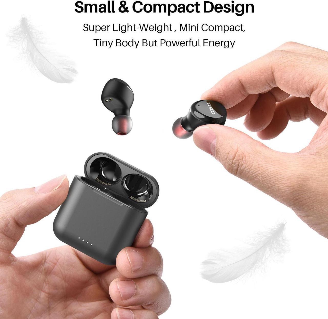Alt view image 2 of 7 - TOZO T6S Bluetooth True Wireless Earbuds Environmental Noise Cancellation In Ear Headphones Built in Mic Headset Premium Sound with Deep Bass Support APP Control for Sport Black
