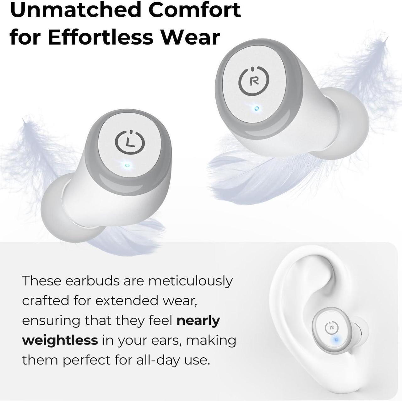 Alt view image 3 of 7 - TOZO T10 Wireless Earbuds Bluetooth 5.3 in-Ear Headphones, Ergonomic Design, App Customize EQ, 55H Playtime, Powerful Sound Headset IPX8 Waterproof, White