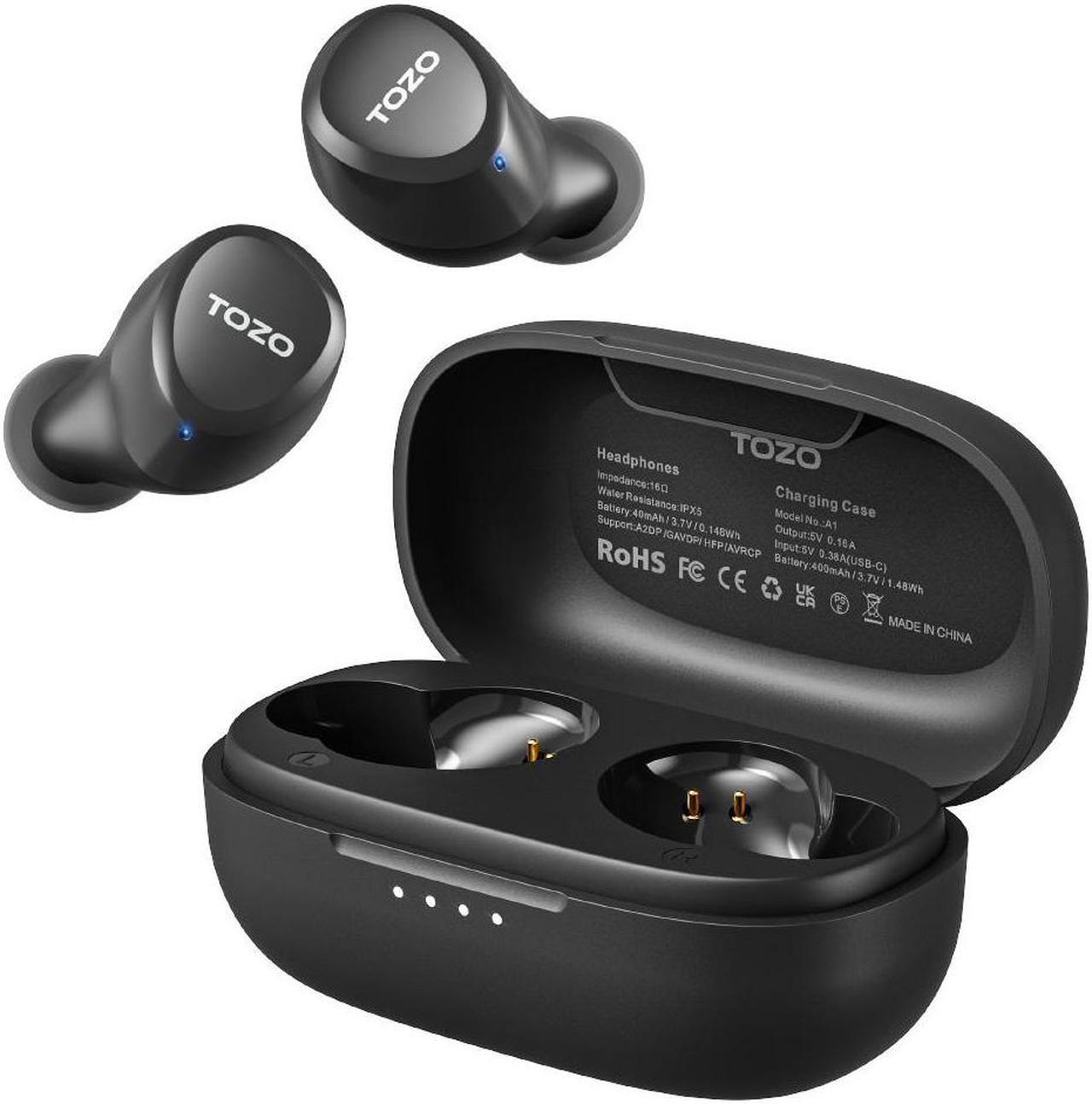 Main image of TOZO A1 Wireless Earbuds Bluetooth 5.3 in Ear Headphones Built-in Microphone, Immersive Premium Sound 24 Hours Playtime with USB-C Charging Case, Black