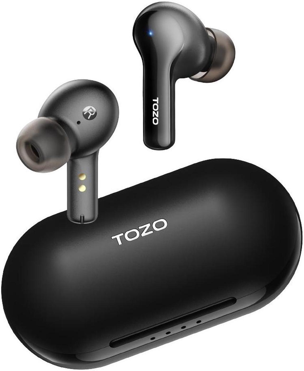 TOZO A2-S Wireless Earbuds Bluetooth 5.3 in Ear Light-Weight Headphones Built-in Microphone Immersive Premium Sound Long Distance Connection Headset with Charging Case, Black