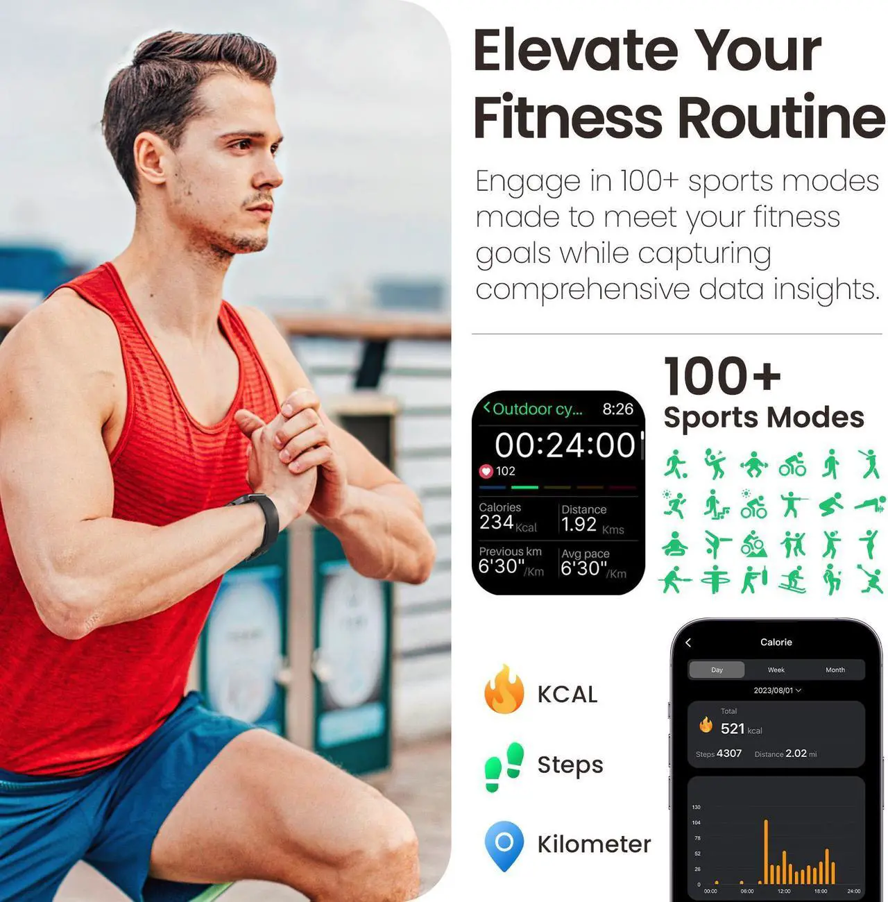 Alt view image 3 of 7 - TOZO S4 Smart Watch 1.78" AMOLED Touch Screen Fitness Tracker IP68 Waterproof, Heart Rate/Sleep/Blood Oxygen Monitor Sport Smartwatch for ios Android, Black