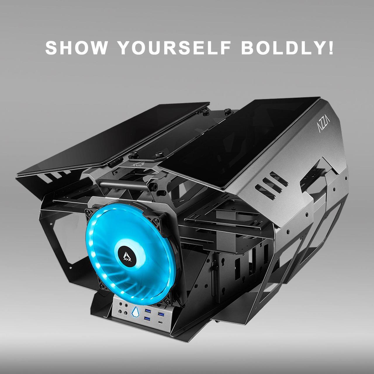 Alt view image 4 of 6 - AZZA Overdrive 807 / Gaming / CNC ATX Case  / Tempered Glass / Silver / Aluminum / Steel / 1 x 200mm ARGB Fan included / AZZA PWM Fan Hub included / PCIE 4.0 Riser Cable included / Type-C Port