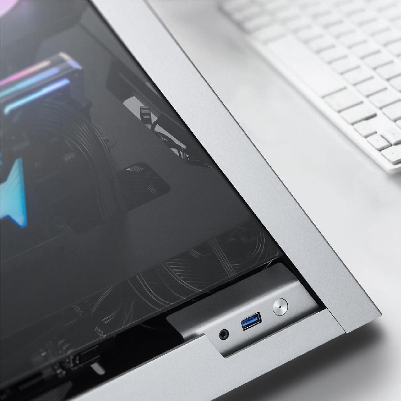 Alt view image 7 of 6 - AZZA PYRAMID Mini 806 /  CNC Mini-ITX Case  / 4-Side Tempered Glass / Silver / Aluminum Frame / 1 x 120mm ARGB fan included