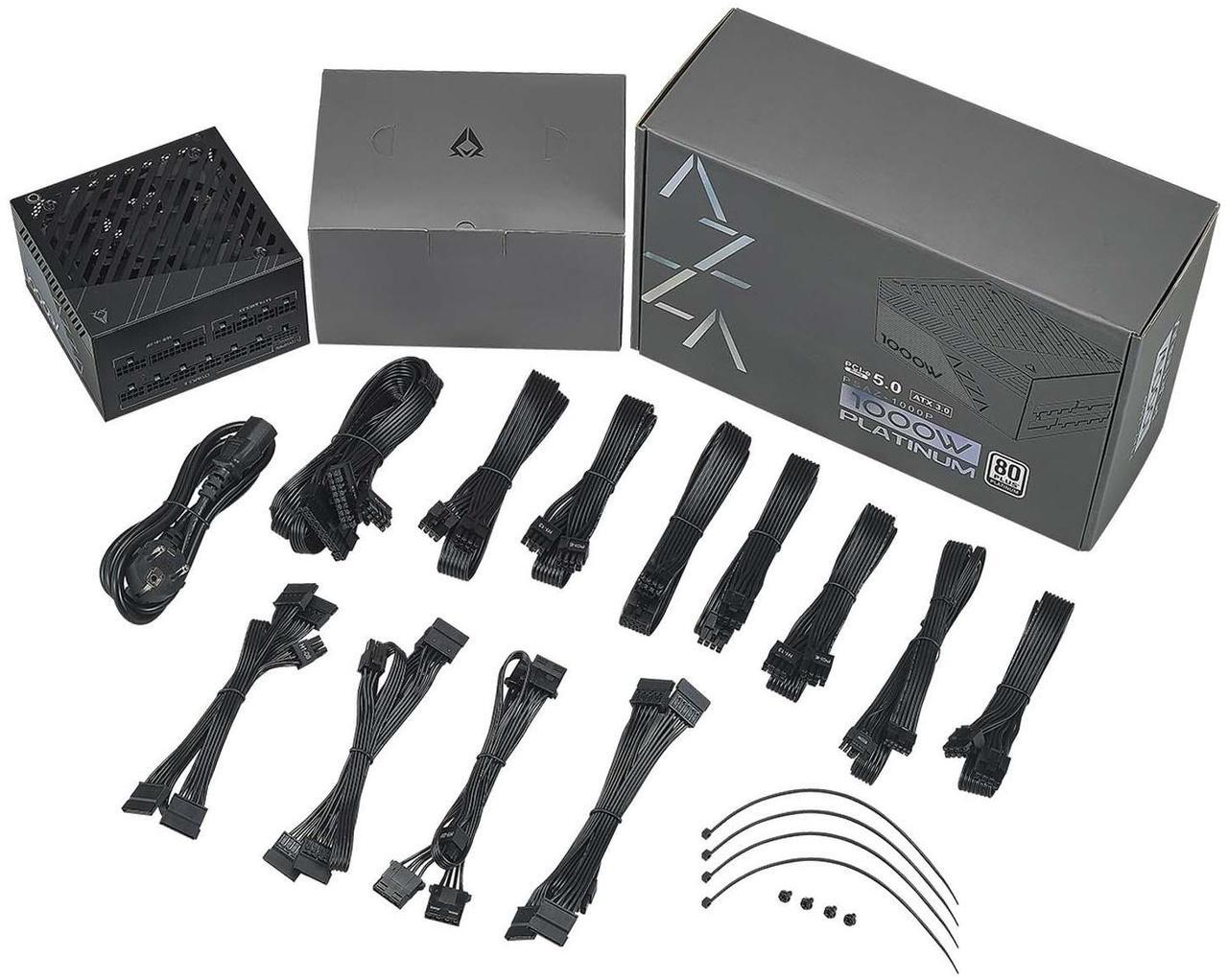 Alt view image 3 of 3 - AZZA PSAZ-1000P ATX 3.0 1000 W ATX / ATX (ATX 3.0 Compatible) 80 PLUS PLATINUM Certified Power Supply
