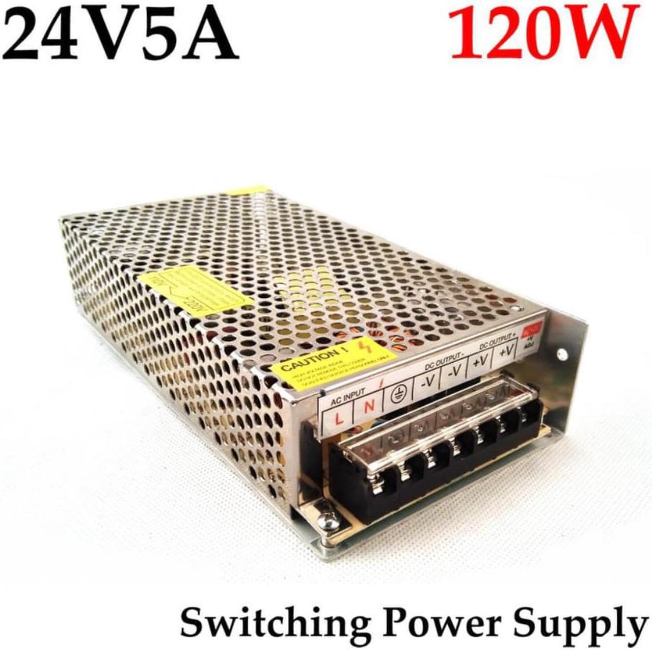 24VDC 5A 120W Switching Power Supply Driver for Monitor camera/LED Strip AC 100~240V Input to DC 24V