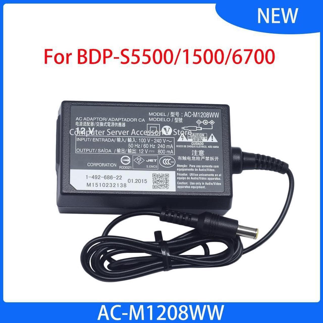 For Sony BDP-S1200 BDP-S2200 BDP-S3200 BDP-S5200 BDP-S1500 BDP-S3500 BDP-S3700 Blu-ray DVD Player Power Adapter AC-M1208WW