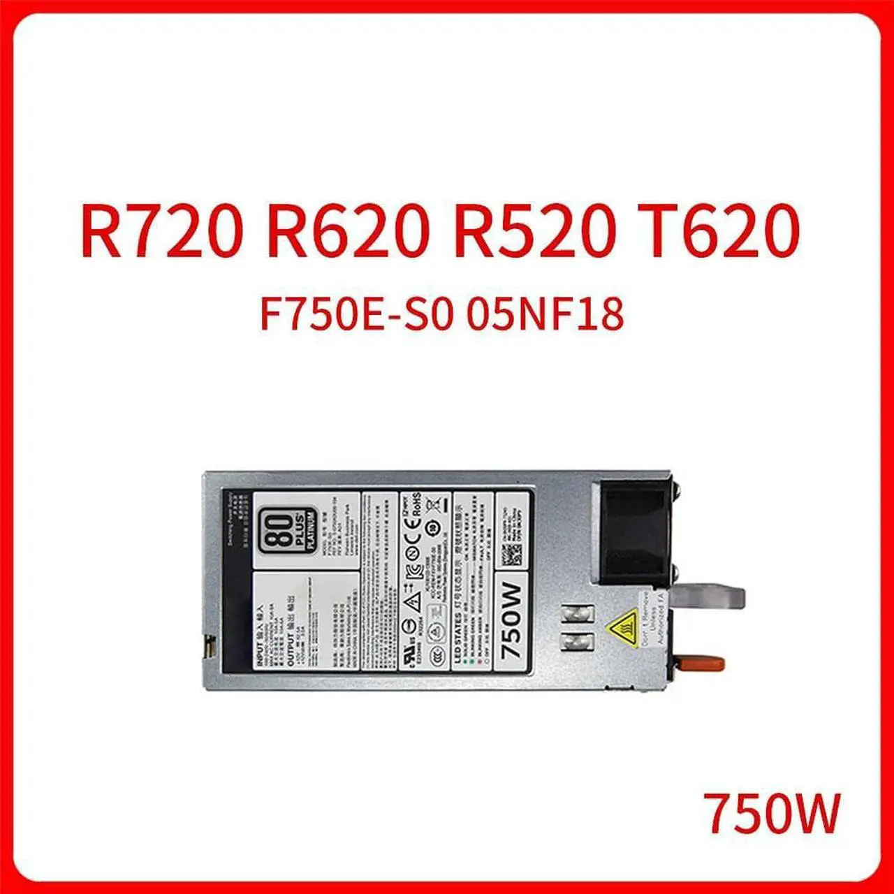 Main image of 750W F750E-S0 D750E-S1 05NF18 06W2PW Server Power Adapter For R720 R620 R520 T620 Power Supply PSU CN-05NF18 CN-06W2PW