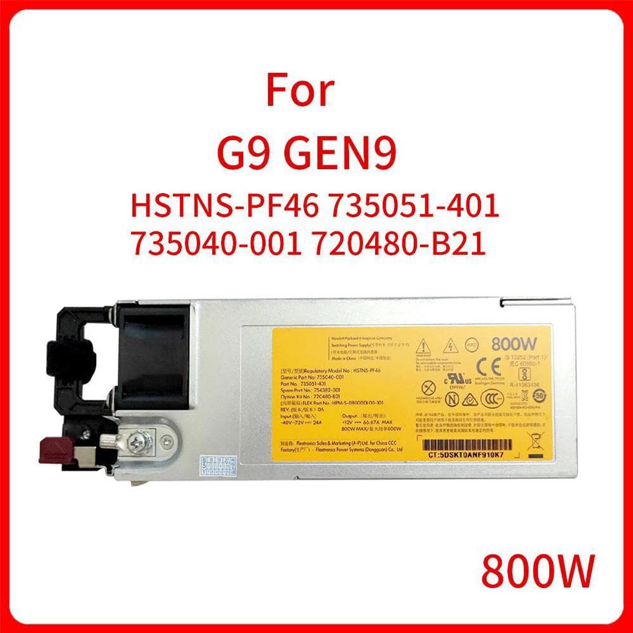 800W 48V DC Switch Power Supply Adapter HSTNS-PF46 735051-401 735040-001 720480-B21 For G9 GEN9 Server PSU