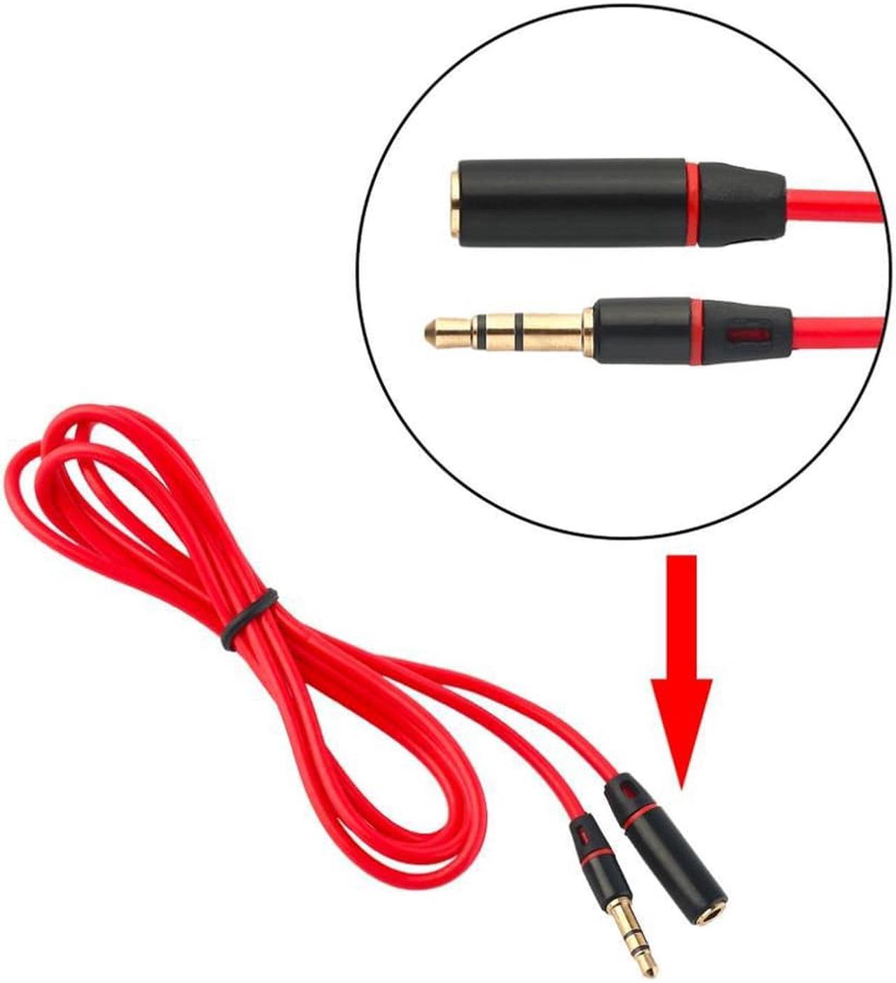 3.5mm Red Male To Female M/F Plug Jack Stereo Audio Headphone Extension Cable Cord