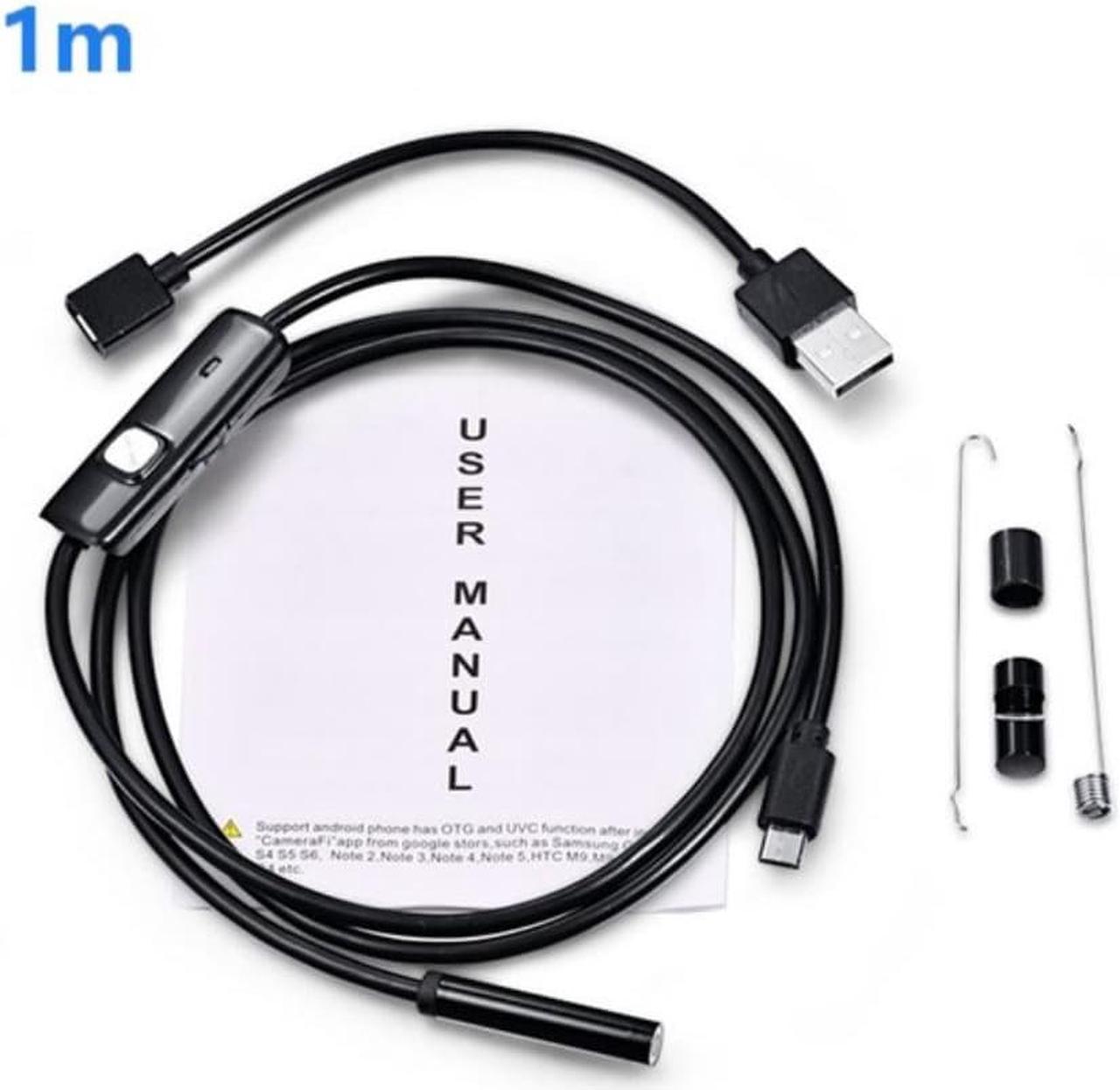 7mm Endoscope Camera Flexible IP67 Waterproof Micro USB Inspection Borescope Camera for PC Notebook 6LEDs Adjustable