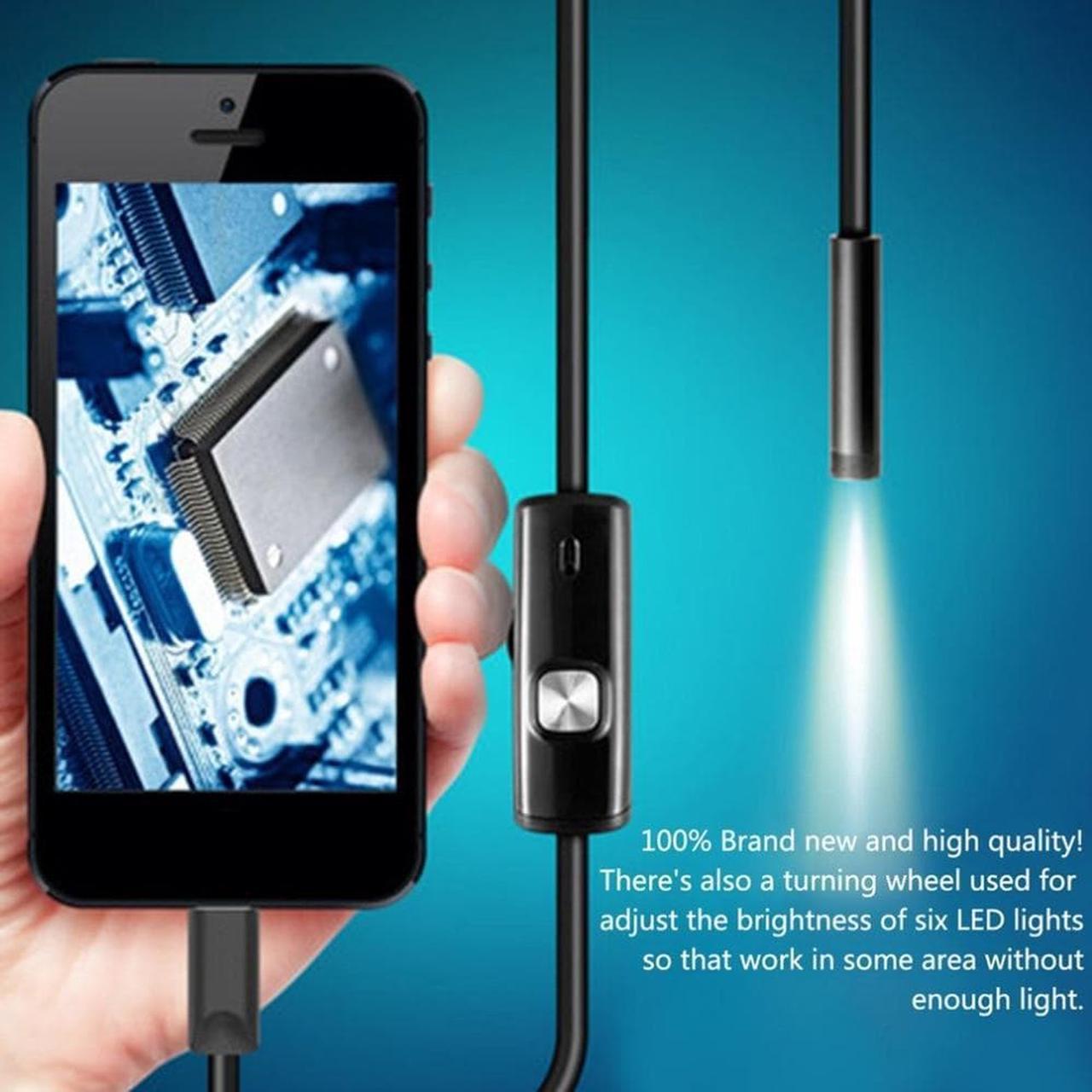 1M 7mm Lens USB Cable Mini Rigid Inspection Camera Snake Tube Waterproof Endoscope Borescope with 6 LED for Android Phone