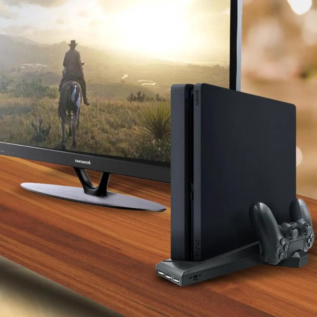 Alt view image 2 of 2 - for PS4/PS4 Slim/ps4 Pro Vertical Stand with Cooling Fan Dual Controller Charger Charging Station for SONY Playstation 4 Cooler