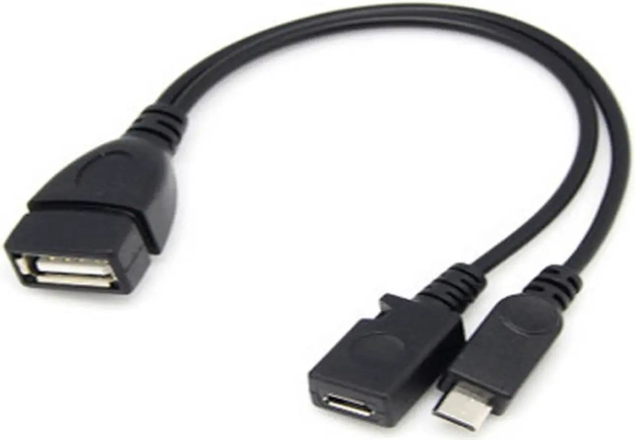 Alt view image 2 of 2 - Connected with External Power Supply, Mobile Phone, Tablet, Micro USB, One Point Two OTG Data Cable with Power Supply Port