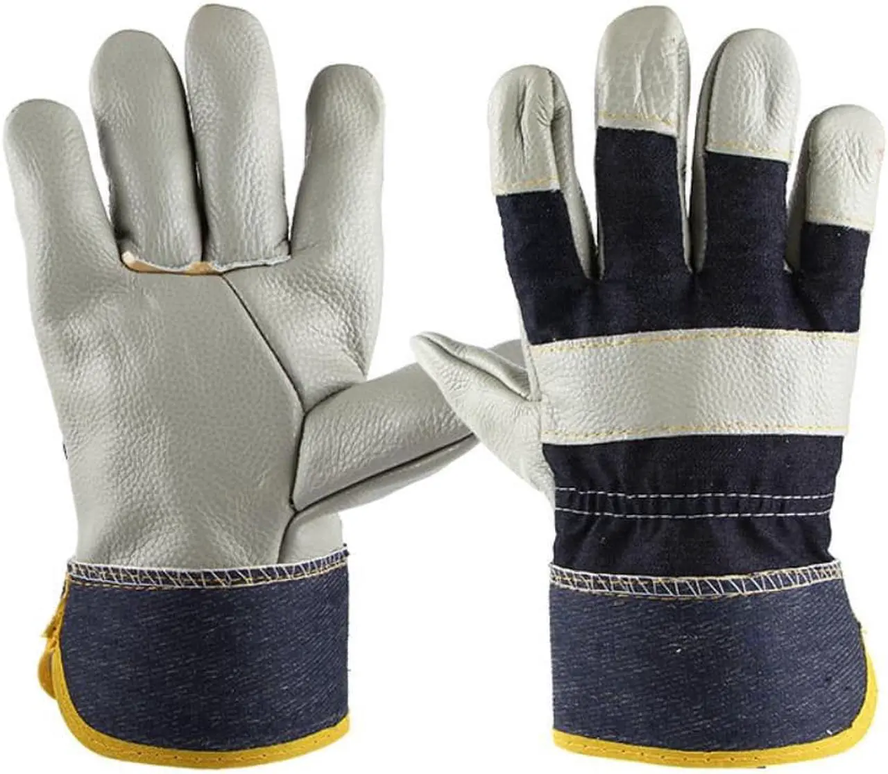 Alt view image 2 of 2 - Work Gloves Cowhide Leather Men Working Welding Safety Protective Garden Sports MOTO Driver Wear-resisting Glove