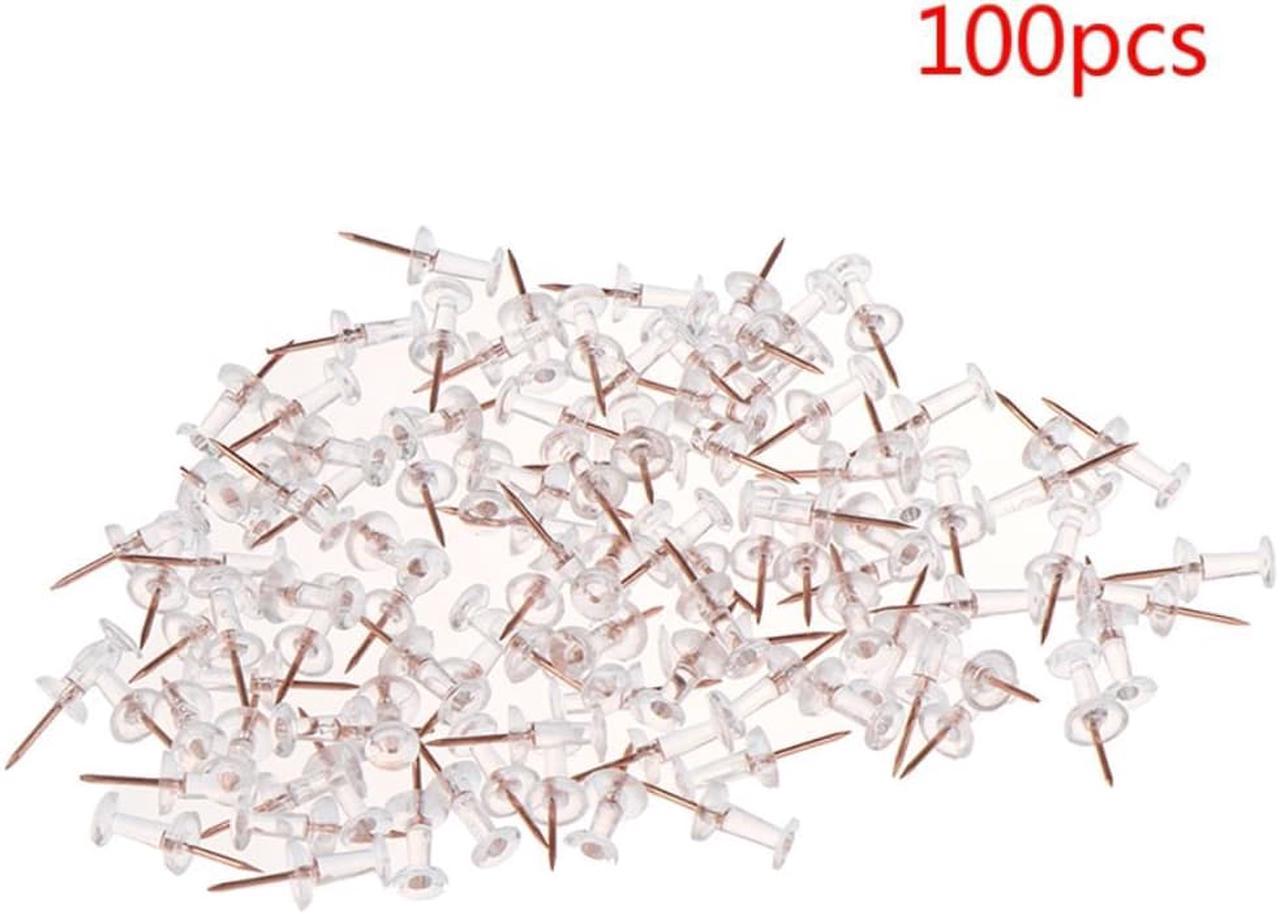 100pcs/lot Transparent Rose Gold Push Pins Thumb Thumbtack Board Pins Drawing Photo Wall Studs School Office Supplies