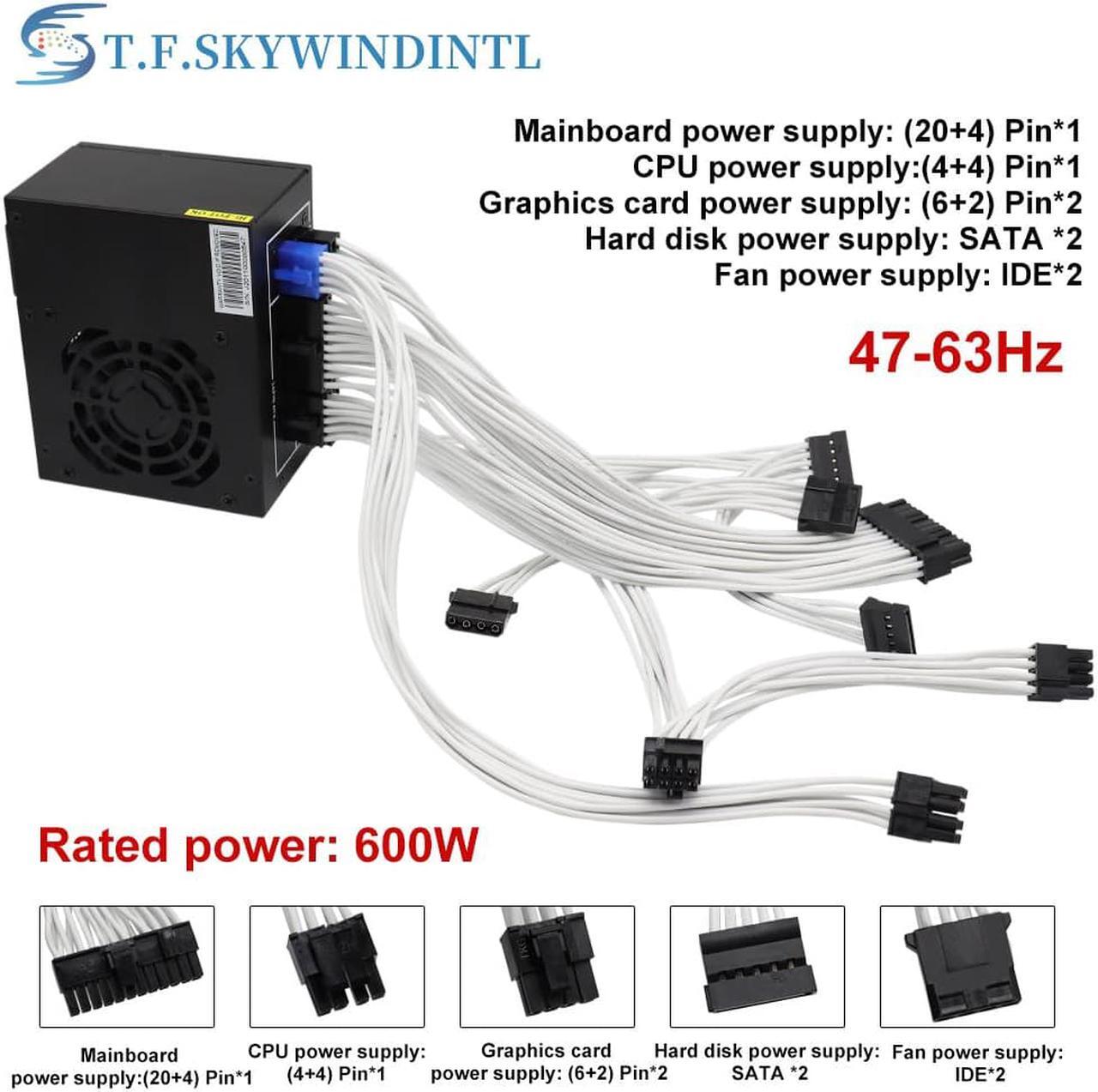 Alt view image 7 of 7 - 600W SFX PC Power Supply Fully Modular 80+ Gold PSU Silent FDB Fan Mini ITX Solution/SFX 12V / Micro ATX PSU