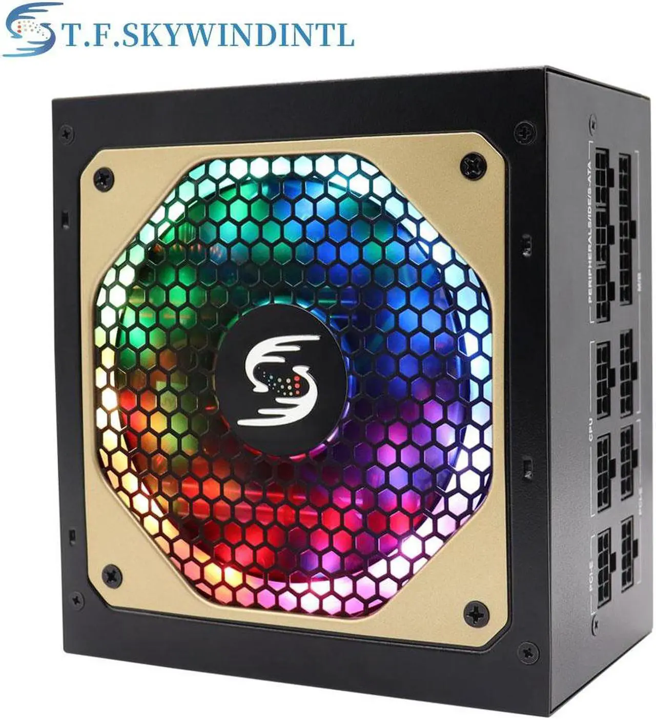 Alt view image 6 of 7 - 600W Power Supply RGB Fully Modular ATX Gaming PSU Full Voltage 90-265V Active PFC with FDB Fan Multiple ARGB Light Modes for Desktop PC Server