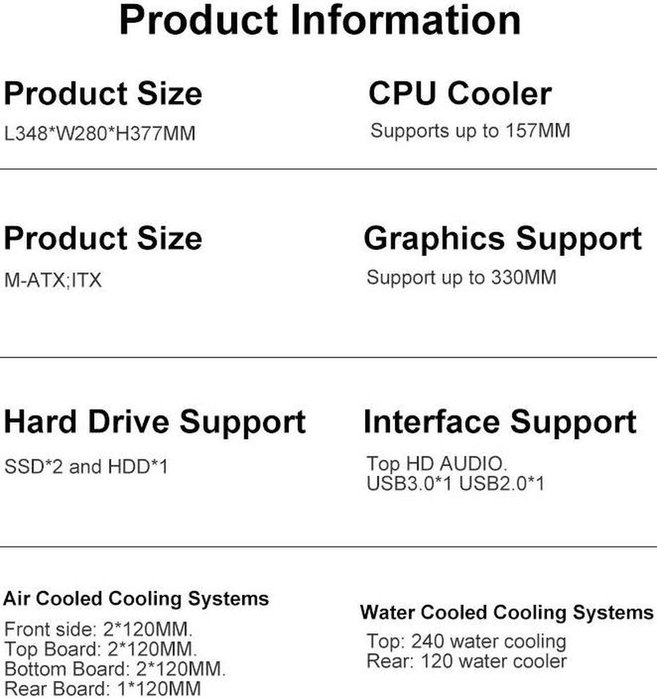 Alt view image 4 of 7 - T.F.SKYWINDINTL Micro ATX / Mini ITX Case Gaming PC Panoramic Side Transparency Without Pillars Supports 240/120 Water Cooler Desktop Computer Chassis Fits mATX / ITX Motherboard (Without Fans ) Black