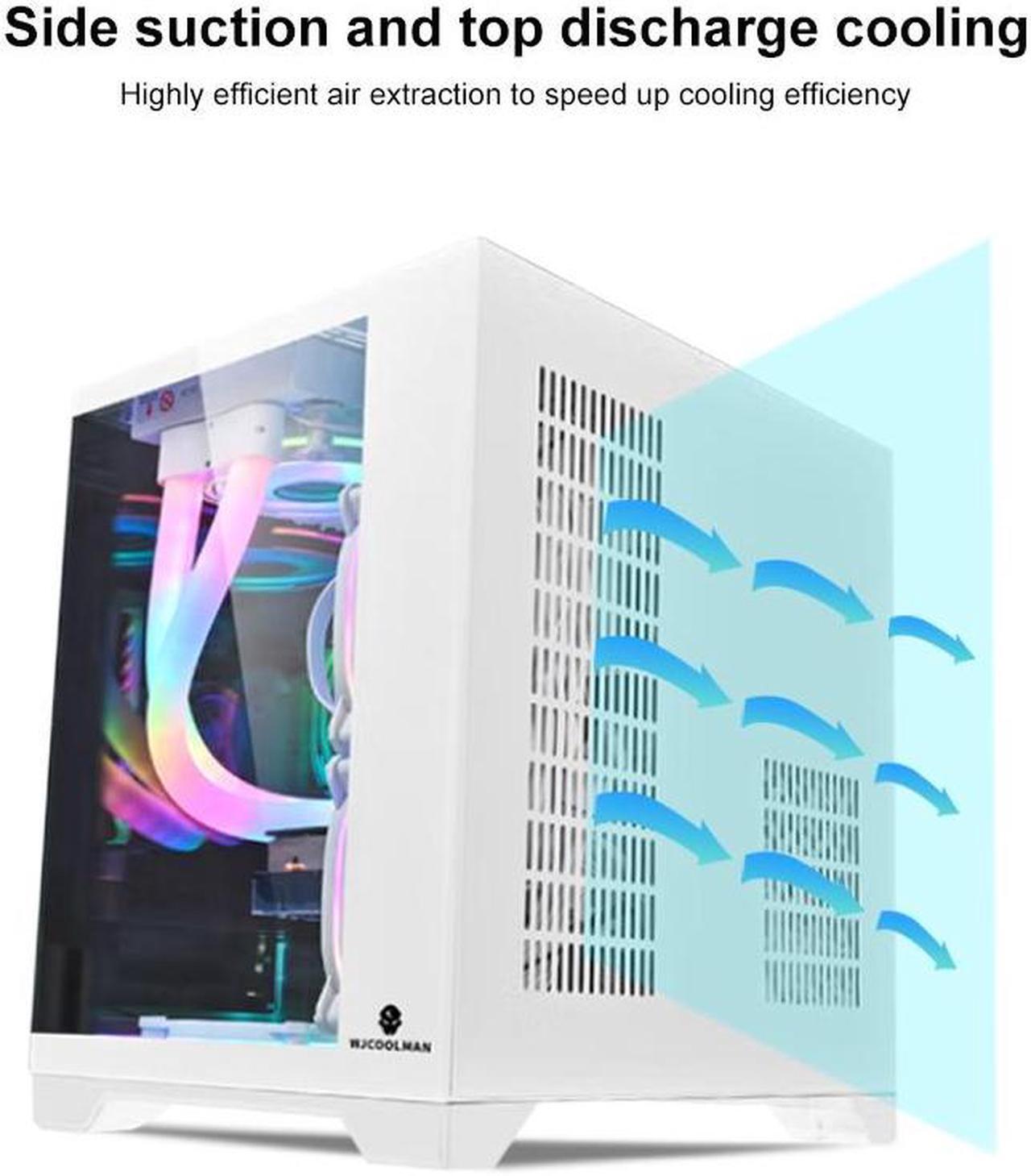 Alt view image 5 of 7 - T.F.SKYWINDINTL Micro ATX / Mini ITX Case Gaming PC Panoramic Side Transparency Without Pillars Supports 240/120 Water Cooler Desktop Computer Chassis Fits mATX / ITX Motherboard (Without Fans ) Black