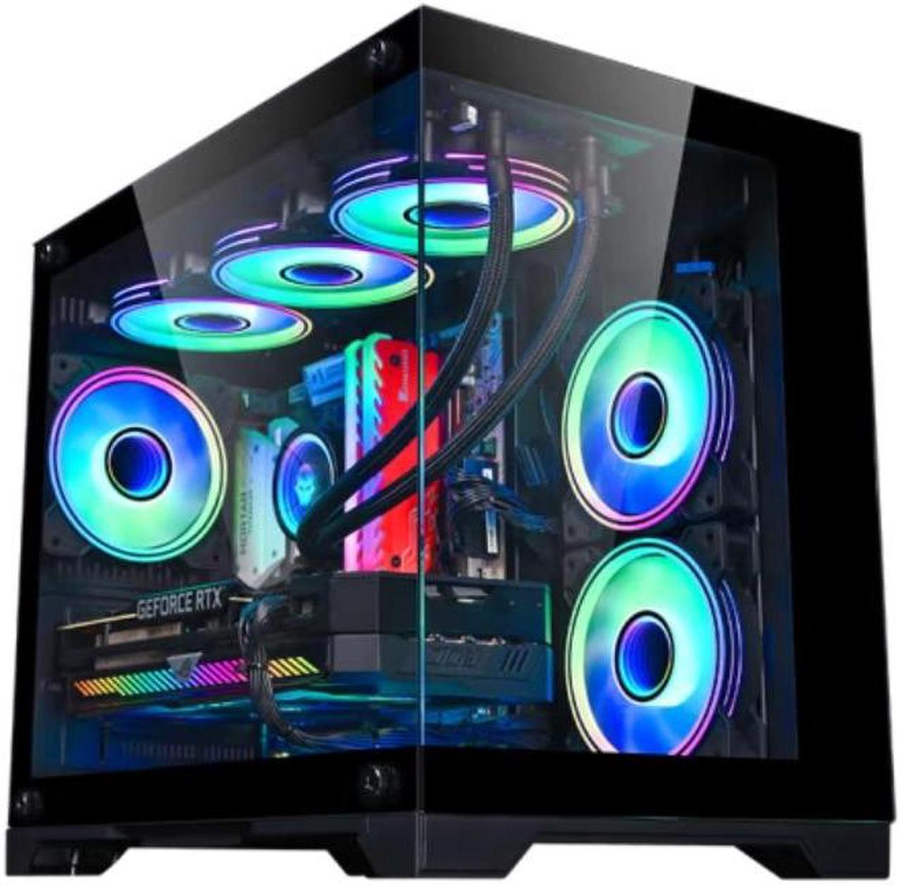 Main image of T.F.SKYWINDINTL mATX Chassis Micro ATX  Mini-ITX PC Case 360 Water-Cooled Sea View Room 30/40 Series Ultra-Long Graphics Card Tempered Glass Side Panel Fits MicroATX Motherboard Without Fans Black