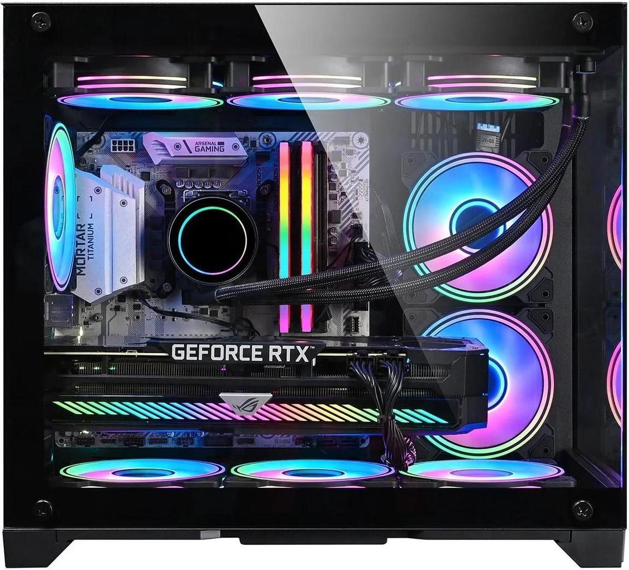 Alt view image 2 of 6 - T.F.SKYWINDINTL mATX Chassis Micro ATX  Mini-ITX PC Case 360 Water-Cooled Sea View Room 30/40 Series Ultra-Long Graphics Card Tempered Glass Side Panel Fits MicroATX Motherboard Without Fans Black
