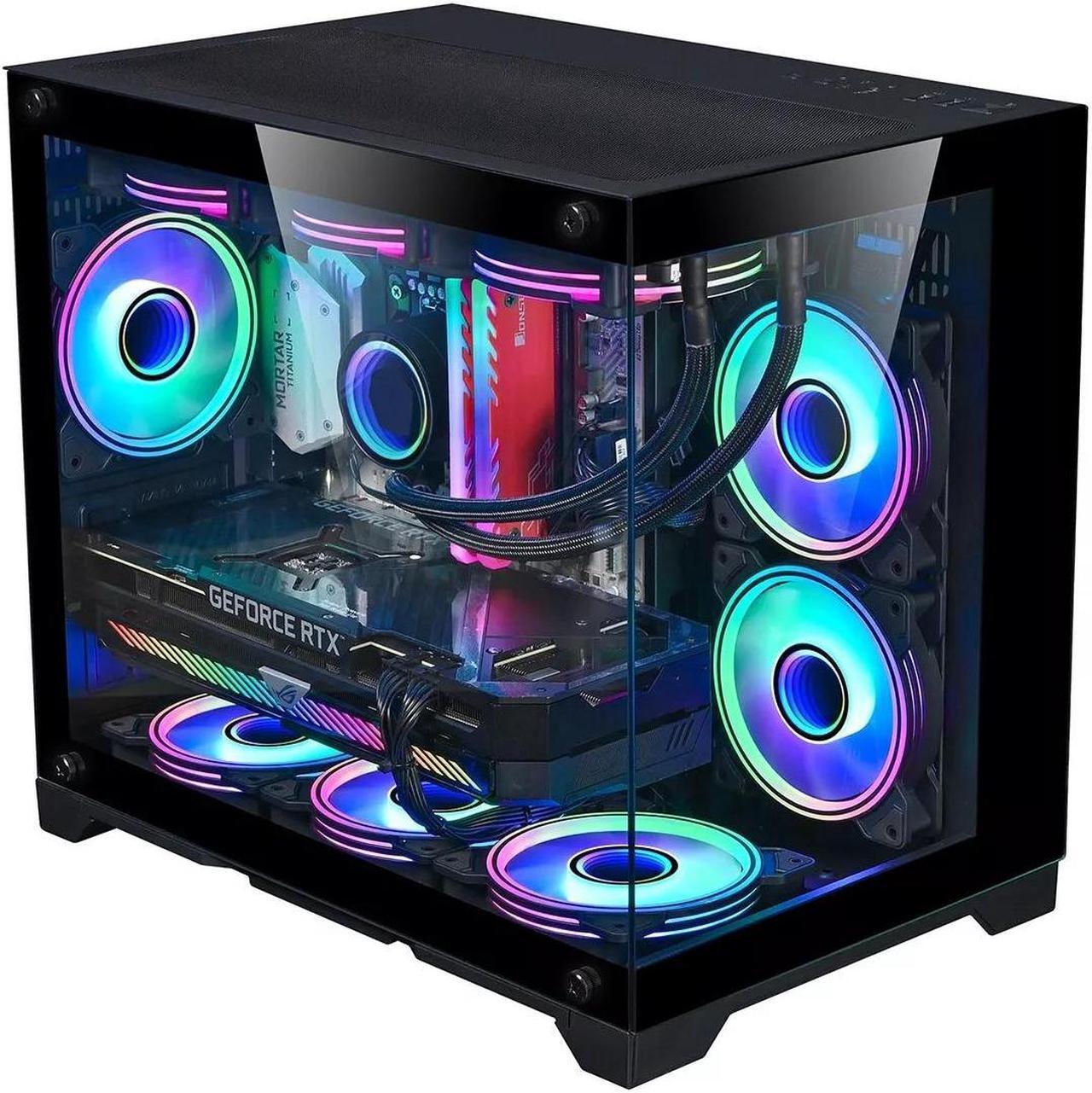 Alt view image 6 of 6 - T.F.SKYWINDINTL mATX Chassis Micro ATX  Mini-ITX PC Case 360 Water-Cooled Sea View Room 30/40 Series Ultra-Long Graphics Card Tempered Glass Side Panel Fits MicroATX Motherboard Without Fans Black