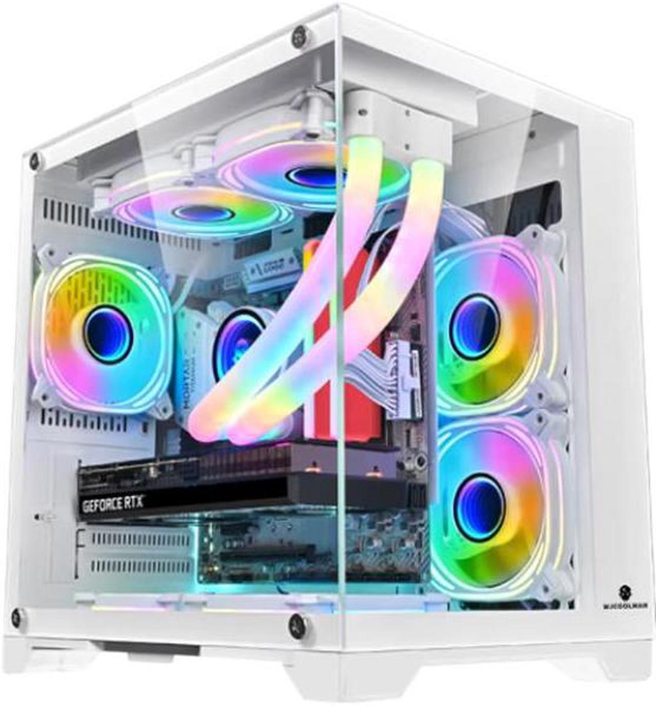 Alt view image 6 of 7 - T.F.SKYWINDINTL Micro ATX / Mini ITX Case Gaming PC Panoramic Side Transparency Without Pillars Supports 240/120 Water Cooler Desktop Computer Chassis Fits mATX / ITX Motherboard (Without Fans ) Black