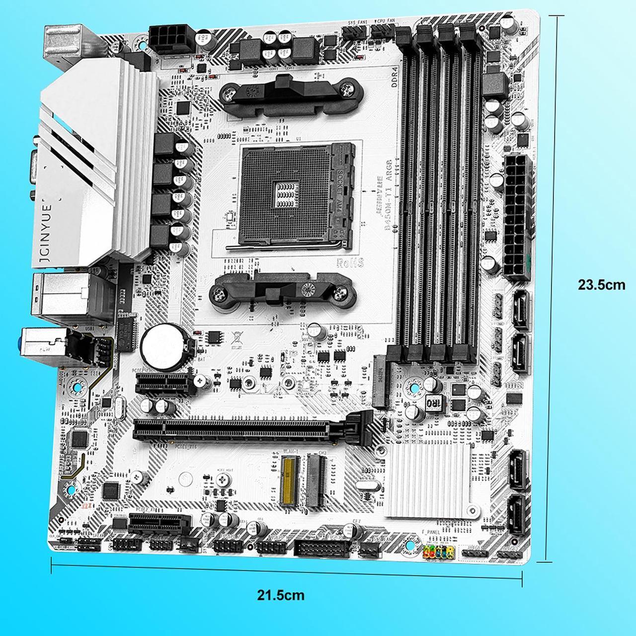 Alt view image 4 of 5 - JGINYUE B450M TI ARGB Motherboard AM4 Socket Ryzen 1000 - 5000 Processors Ryzen R3 R5 R7  CPU DDR4 3600 64GB Dual Channel Memory RAM Micro ATX M.2