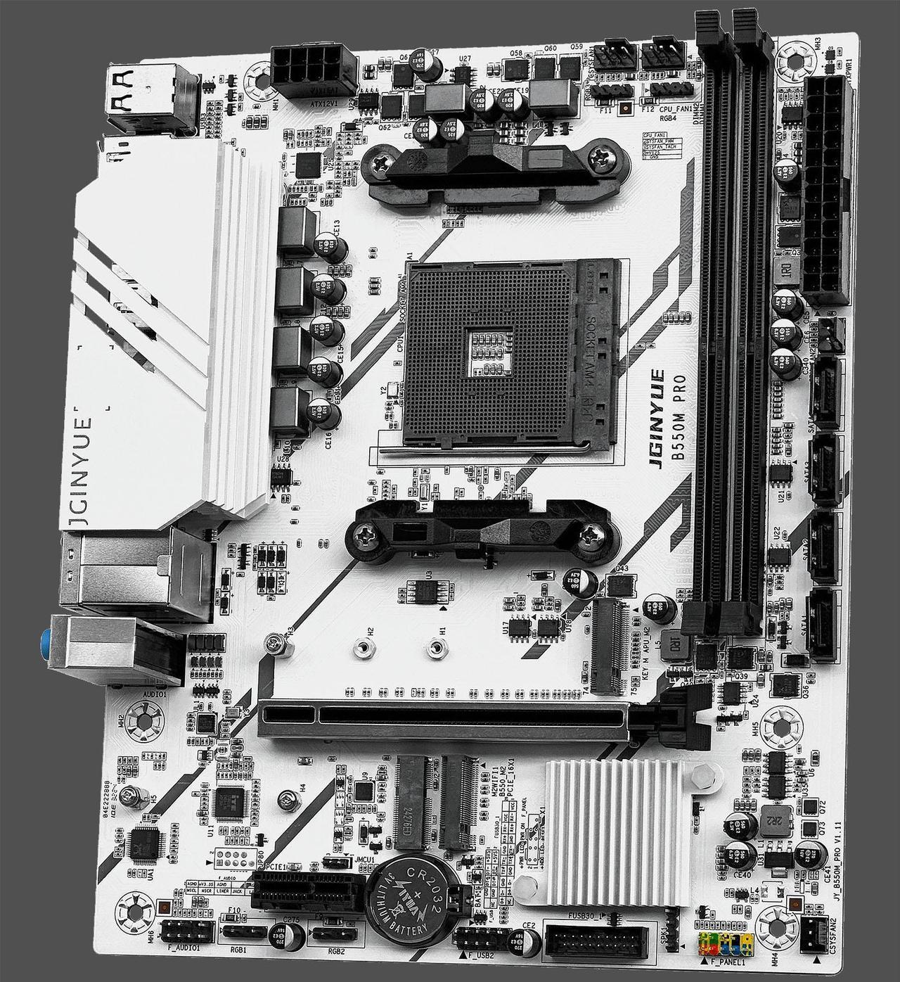 Alt view image 2 of 6 - JGINYUE B550M Pro Motherboard AMD Ryzen 4000 Series,WiFi ProSeries, AM4, DDR4 64GB, PCIe 3.0, SATA 6Gb/s, M.2, USB 3.2 Gen 2, HDMI/DP,  mATX