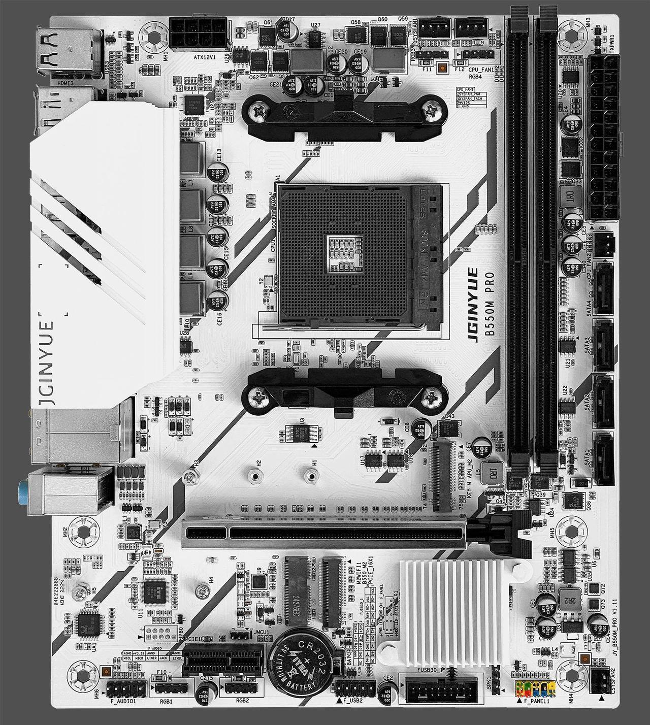 Alt view image 3 of 6 - JGINYUE B550M Pro Motherboard AMD Ryzen 4000 Series,WiFi ProSeries, AM4, DDR4 64GB, PCIe 3.0, SATA 6Gb/s, M.2, USB 3.2 Gen 2, HDMI/DP,  mATX
