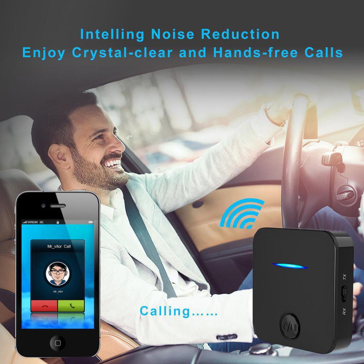 Alt view image 4 of 5 - 2021 Bluetooth Audio Receiver Transmitter Adapter Call MIC Two-in-One Car Speaker Bluetooth 5.1